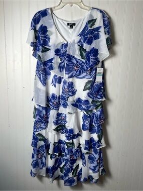SLNY Ruffle Tiered Chiffon Dress  16